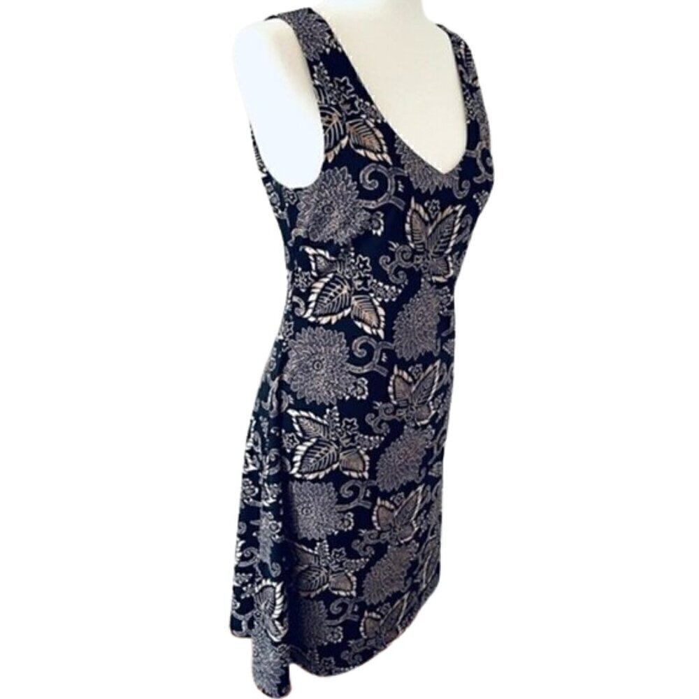 ✨ Ralph Lauren Elegant Midi Dress 🖤💛 Black & Gold Print – Size S